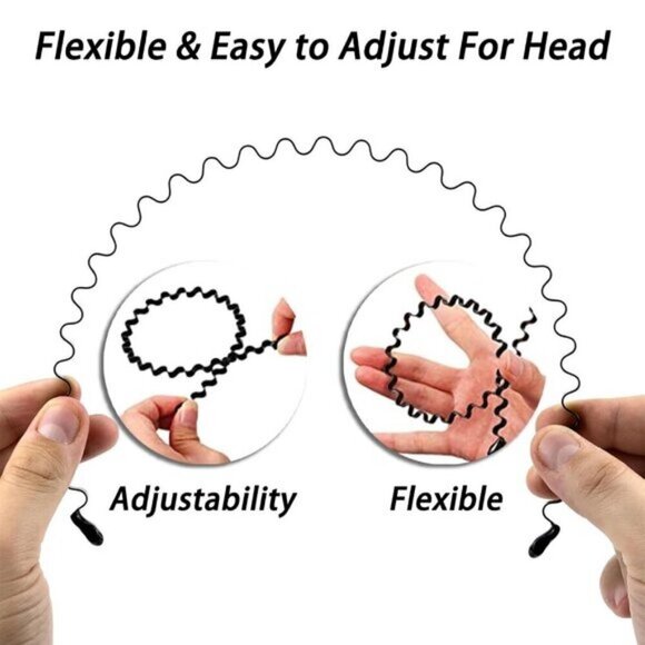 ⚡Men H-New 3pcs Metal Fashion Unisex Wavy Outdoor Sports Simple Elastic Headband main image 6